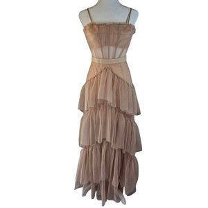 Beulah Gold Tiered Ruffled‎ Sundress